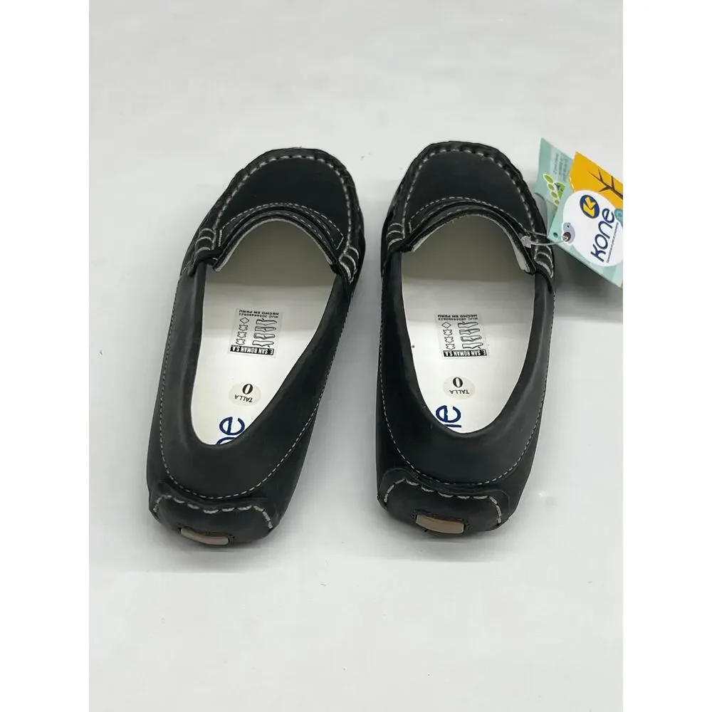 NWT Kone Size 30 EU (US 12 Little Kid) Penny Loafer in Black Leather
